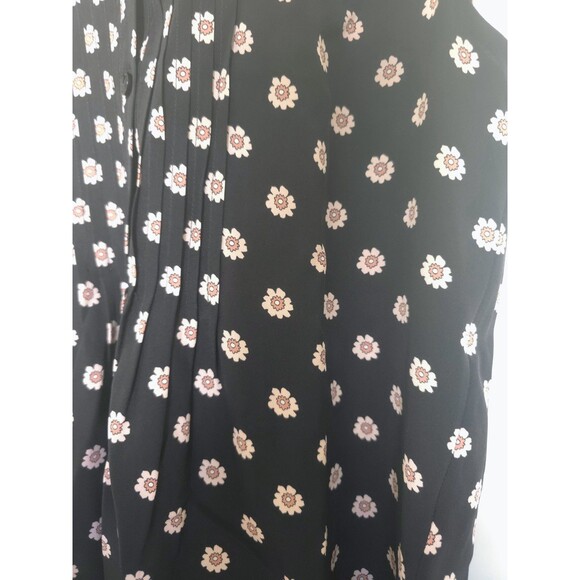 Kate Spade 100% Silk NWT  Pleated Sleeveless Floral Top Blouse Black Pink White - Picture 2 of 6